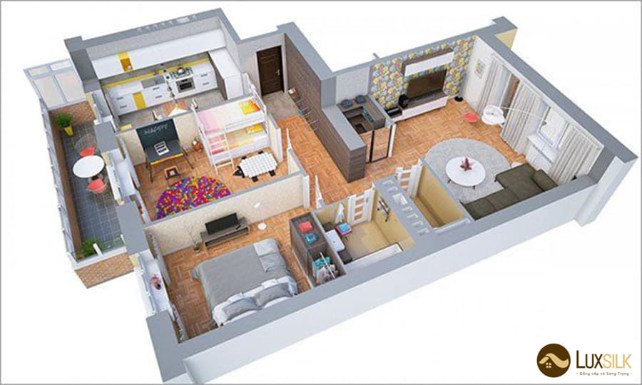 mẫu thiết kế 1 phòng ngủ chung cư