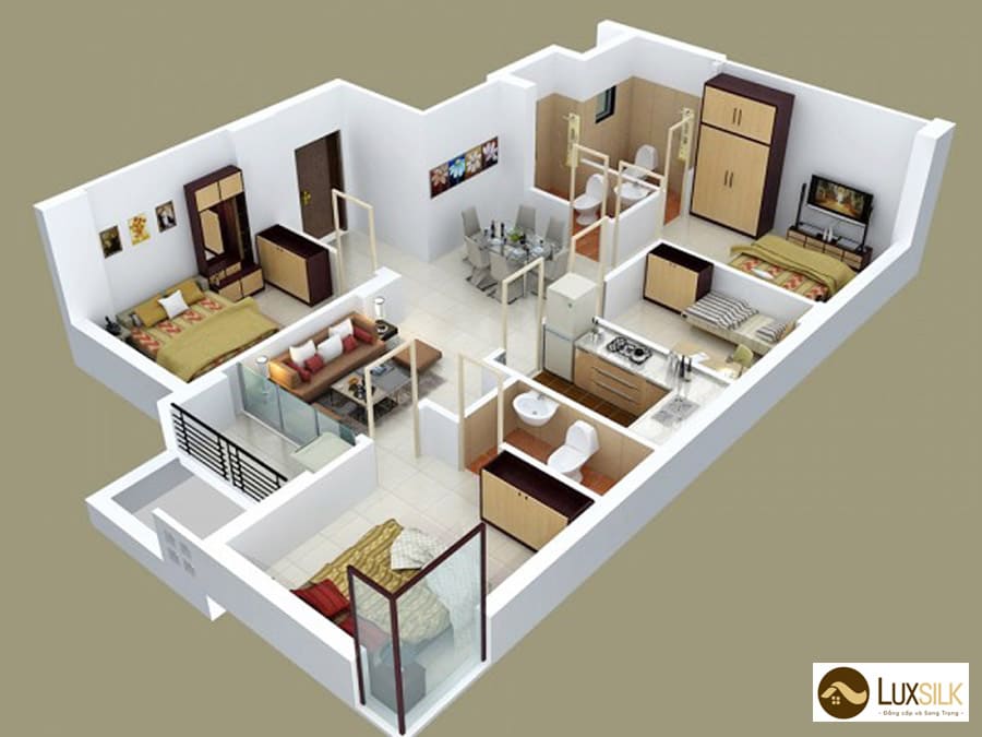 thiết kế chung cư 4 phòng ngủ
